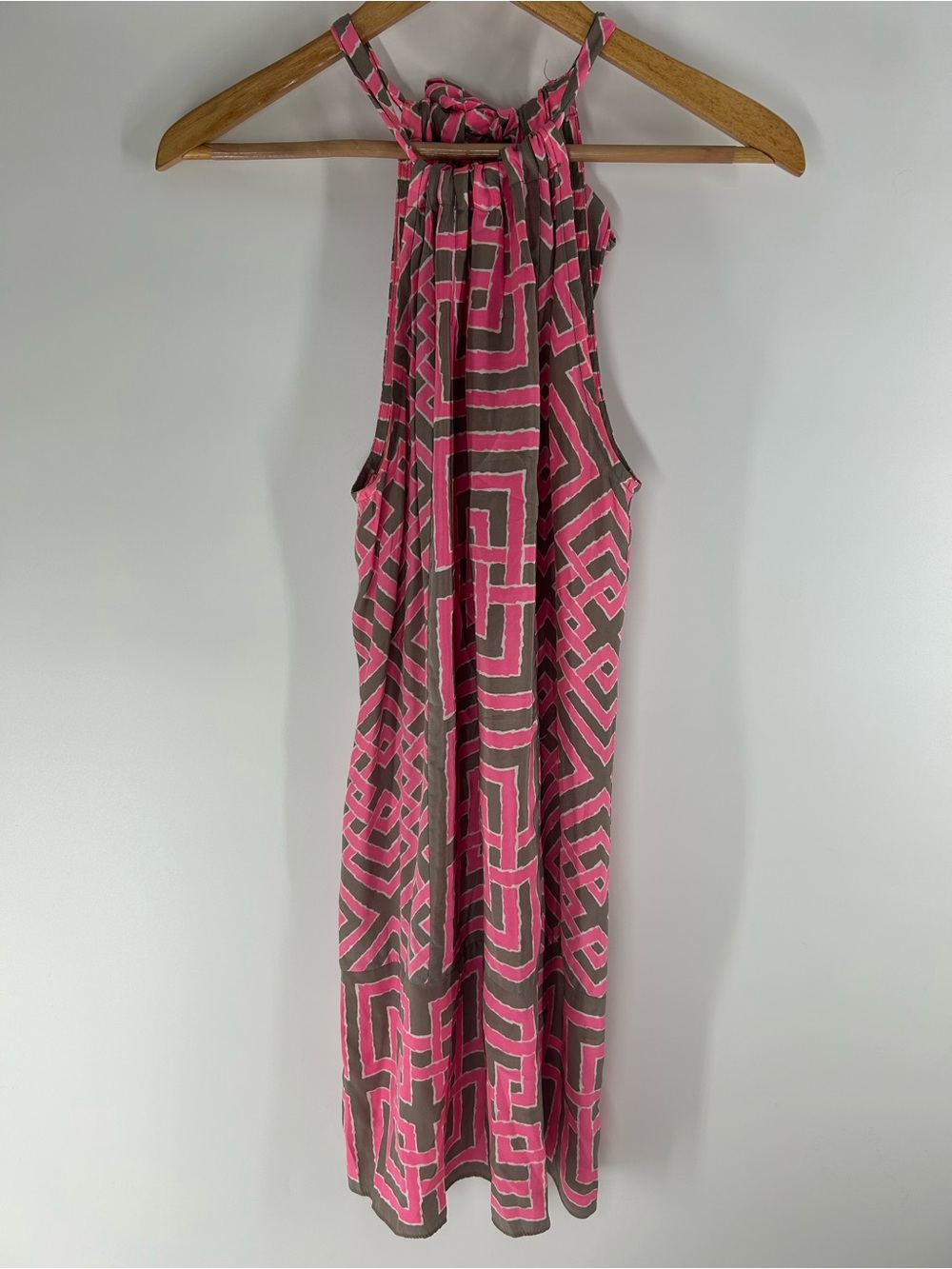 Alice & Trixie Silk Pink and Gray Geometric Dress